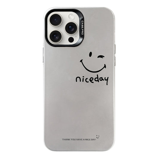 For iPhone 16 Pro Max Electroplated Silver Series PC Protective Phone Case(Simple Smiley Face) - iPhone 16 Pro Max Cases by buy2fix | Online Shopping UK | buy2fix