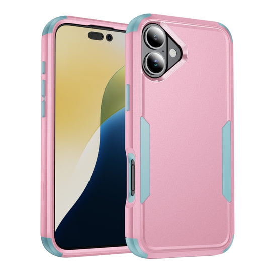 For iPhone 16 Commuter Shockproof TPU + PC Phone Case(Pink+Grey Green) - iPhone 16 Cases by buy2fix | Online Shopping UK | buy2fix