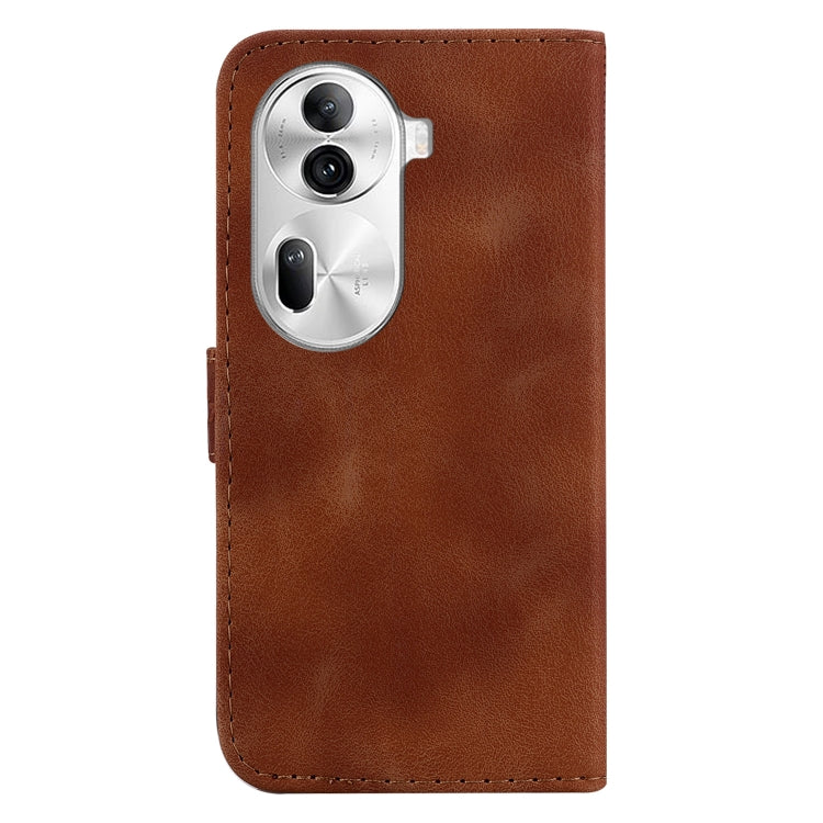 For OPPO Reno 11 Pro 5G Global 7-shaped Embossed Leather Phone Case(Brown) - Reno11 Pro Cases by buy2fix | Online Shopping UK | buy2fix