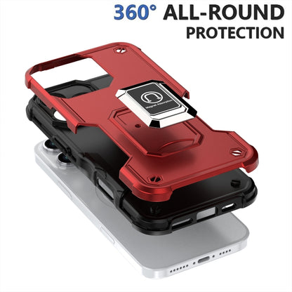 For iPhone 16 Plus Ring Holder Non-slip Shockproof Armor Phone Case(Red) - iPhone 16 Plus Cases by buy2fix | Online Shopping UK | buy2fix