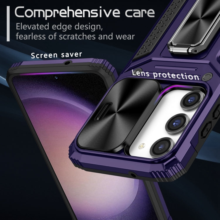 For Samsung Galaxy S23 5G Camshield Robot TPU Hybrid PC Phone Case(Purple) - Galaxy S23 5G Cases by buy2fix | Online Shopping UK | buy2fix