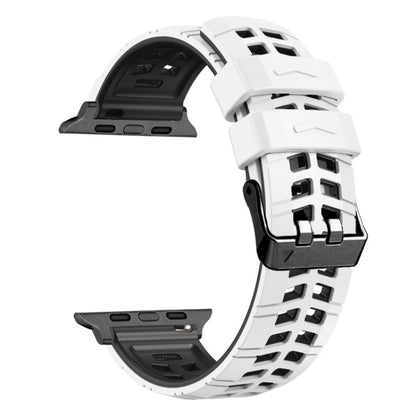 For Apple Watch Series 4 44mm Twill Dual-row Buckle Silicone Watch Band(White Black) - Watch Bands by buy2fix | Online Shopping UK | buy2fix