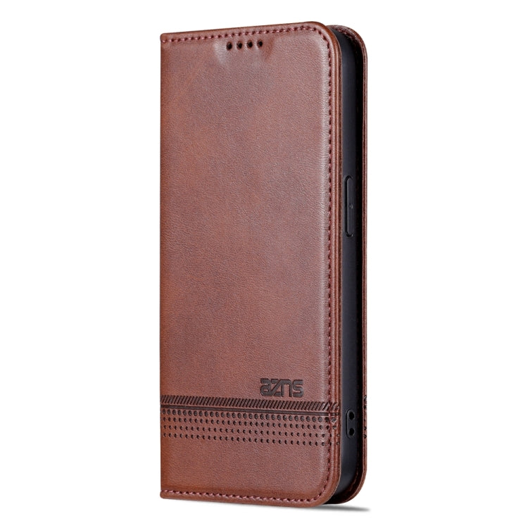 For iPhone 15 Pro Max AZNS Magnetic Calf Texture Flip Leather Phone Case(Dark Brown) - iPhone 15 Pro Max Cases by AZNS | Online Shopping UK | buy2fix