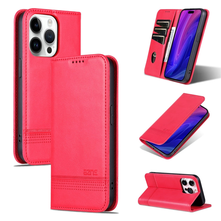 For iPhone 16 Pro AZNS Magnetic Calf Texture Flip Leather Phone Case(Red) - iPhone 16 Pro Cases by AZNS | Online Shopping UK | buy2fix