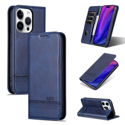 For iPhone 16 Pro AZNS Magnetic Calf Texture Flip Leather Phone Case(Dark Blue) - iPhone 16 Pro Cases by AZNS | Online Shopping UK | buy2fix