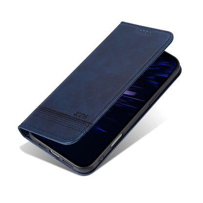 For iPhone 16 AZNS Magnetic Calf Texture Flip Leather Phone Case(Dark Blue) - iPhone 16 Cases by AZNS | Online Shopping UK | buy2fix