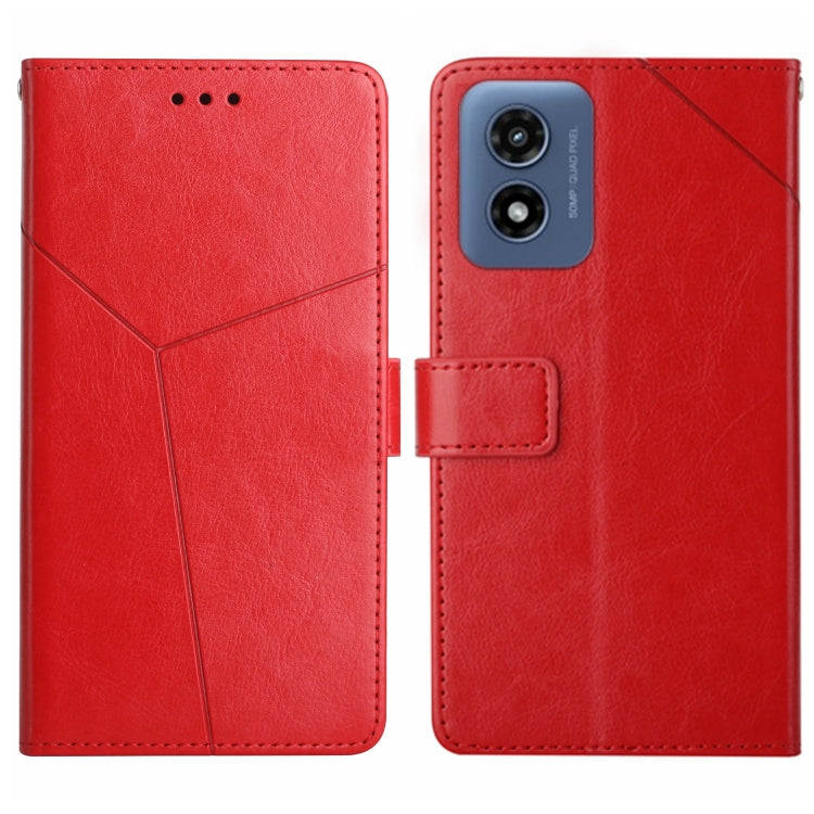 For Motorola Moto G Play 5G 2024 HT01 Y-shaped Pattern Flip Leather Phone Case(Red) - Motorola Cases by buy2fix | Online Shopping UK | buy2fix