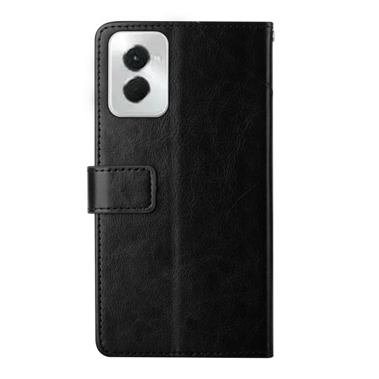 For Motorola Moto G Power 5G 2024 HT01 Y-shaped Pattern Flip Leather Phone Case(Black) - Motorola Cases by buy2fix | Online Shopping UK | buy2fix