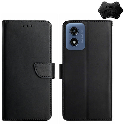 For Motorola Moto G Play 4G 2024 Genuine Leather Fingerprint-proof Horizontal Flip Phone Case(Black) - Motorola Cases by buy2fix | Online Shopping UK | buy2fix