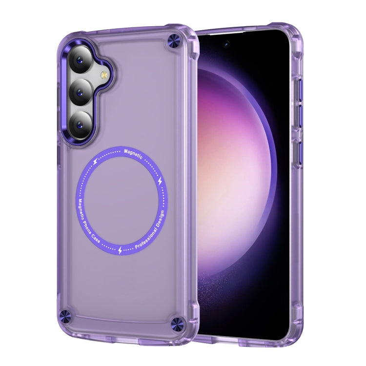 For Samsung Galaxy S25 5G Skin Feel TPU + PC MagSafe Magnetic Phone Case(Transparent Purple) - Galaxy S25 5G Cases by buy2fix | Online Shopping UK | buy2fix