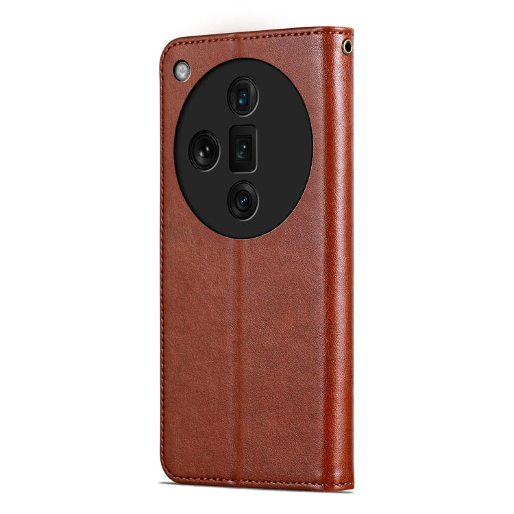 For OPPO Find X7 Ultra AZNS Sheepskin Texture Flip Leather Phone Case(Brown) - Find X7 Ultra Cases by AZNS | Online Shopping UK | buy2fix