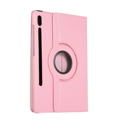 For Samsung Galaxy Tab S9+ 360 Degrees Rotation Holder Litchi Texture Leather Tablet Case(Pink) - Galaxy Tab S9+ Cases by buy2fix | Online Shopping UK | buy2fix