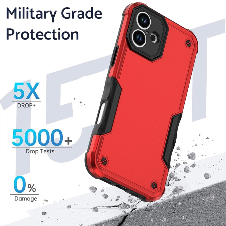 For iPhone 16 Non-slip Shockproof Armor Phone Case(Red) - iPhone 16 Cases by buy2fix | Online Shopping UK | buy2fix