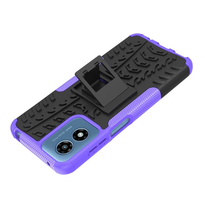 For Motorola Moto G Play 4G 2024 Tire Texture TPU + PC Phone Case with Holder(Purple) - Motorola Cases by buy2fix | Online Shopping UK | buy2fix