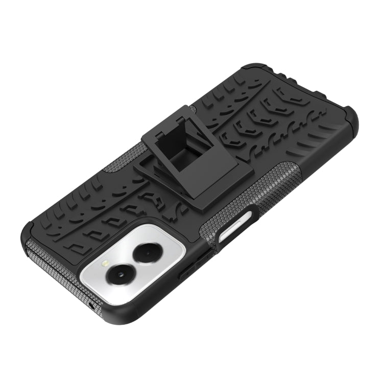 For Motorola Moto G Power 5G 2024 Tire Texture TPU + PC Phone Case with Holder(Black) - Motorola Cases by buy2fix | Online Shopping UK | buy2fix