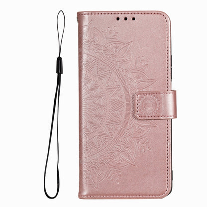 For iPhone 16 Totem Flower Embossed Leather Phone Case(Gold) - iPhone 16 Cases by buy2fix | Online Shopping UK | buy2fix