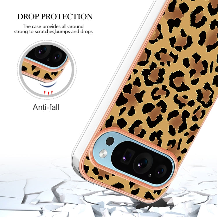 For Google Pixel 9 / 9 Pro Electroplating Dual-side IMD Phone Case(Leopard Print) - Google Cases by buy2fix | Online Shopping UK | buy2fix