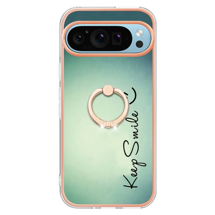 For Google Pixel 9 / 9 Pro Electroplating Dual-side IMD Phone Case with Ring Holder(Smile) - Google Cases by buy2fix | Online Shopping UK | buy2fix