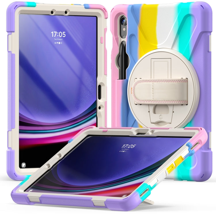 For Samsung Galaxy Tab S9 / S8 / S7 Rotary Handle Grab TPU + PC Tablet Case(Colorful Pink) - Galaxy Tab S9 Cases by buy2fix | Online Shopping UK | buy2fix