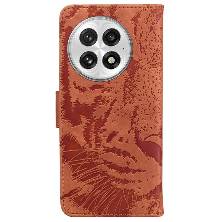 For OnePlus 13 Tiger Embossing Pattern Flip Leather Phone Case(Brown) - OnePlus Cases by buy2fix | Online Shopping UK | buy2fix