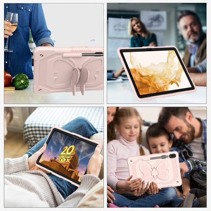 For Samsung Galaxy Tab S9+ Butterfly Kickstand Heavy Duty Hard Rugged Tablet Case(Rose Pink) - Galaxy Tab S9+ Cases by buy2fix | Online Shopping UK | buy2fix