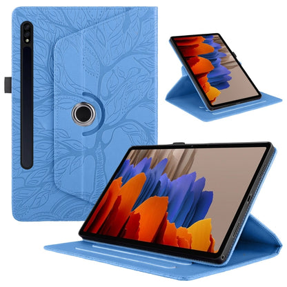 For Samsung Galaxy Tab S9+ / S8+ / S7+ Tree Life Embossed Rotation Leather Tablet Case(Blue) - Tab A7 Lite T220 / T225 by buy2fix | Online Shopping UK | buy2fix