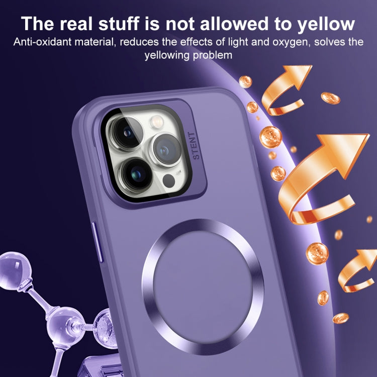 For iPhone 12 Skin Feel CD Texture MagSafe Lens Holder Phone Case(Dark Purple) - iPhone 12 / 12 Pro Cases by buy2fix | Online Shopping UK | buy2fix