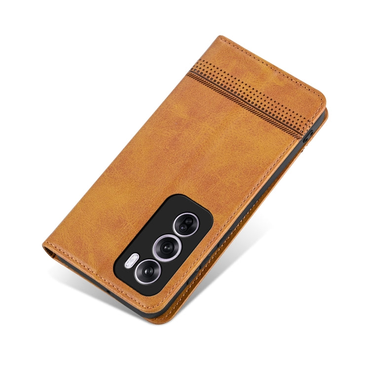 For OPPO Reno12 Global AZNS Magnetic Calf Texture Flip Leather Phone Case(Light Brown) - Reno12 Cases by AZNS | Online Shopping UK | buy2fix