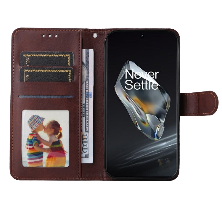 For OnePlus 12 Classic Calf Texture Flip Leather Phone Case(Brown) - OnePlus Cases by buy2fix | Online Shopping UK | buy2fix