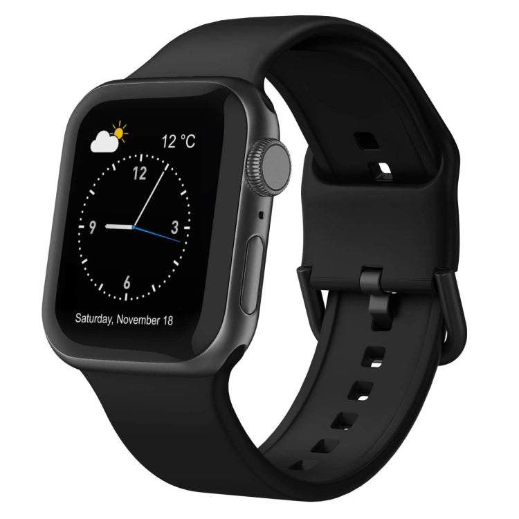 For Apple Watch 42mm Pin Buckle Silicone Watch Band(Black) - Watch Bands by buy2fix | Online Shopping UK | buy2fix