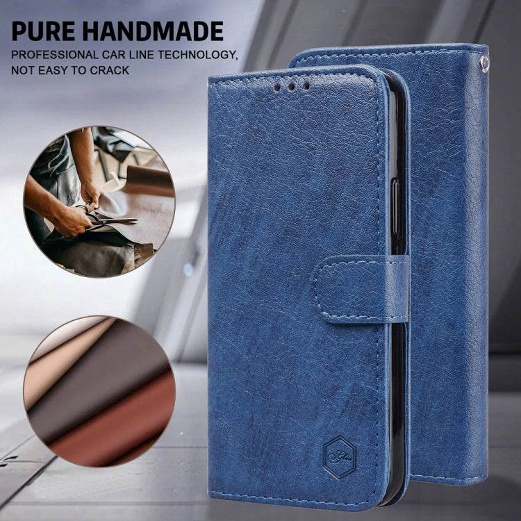 For Google Pixel 9 Pro Skin Feeling Oil Leather Texture PU + TPU Phone Case(Dark Blue) - Google Cases by buy2fix | Online Shopping UK | buy2fix