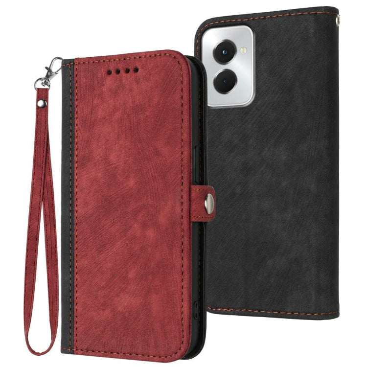 For Motorola Moto G Power 5G 2024 Side Buckle Double Fold Hand Strap Leather Phone Case(Red) - Motorola Cases by buy2fix | Online Shopping UK | buy2fix