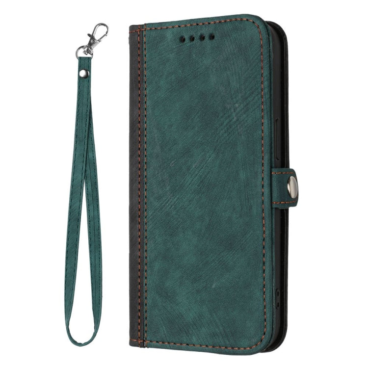 For Motorola Moto G Stylus 5G 2024 Side Buckle Double Fold Hand Strap Leather Phone Case(Dark Green) - Motorola Cases by buy2fix | Online Shopping UK | buy2fix