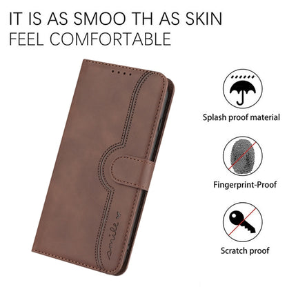 For Motorola Moto G Power 5G 2024 Heart Pattern Skin Feel Leather Phone Case(Brown) - Motorola Cases by buy2fix | Online Shopping UK | buy2fix