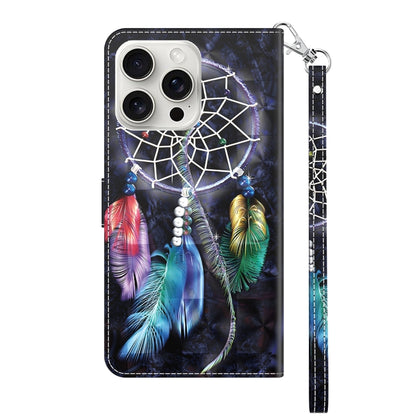 For iPhone 16 Pro 3D Painted Leather Phone Case(Colorful Dreamcatcher) - iPhone 16 Pro Cases by buy2fix | Online Shopping UK | buy2fix