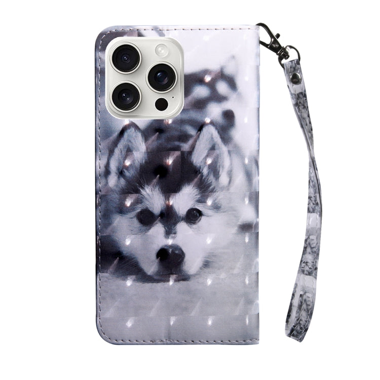 For iPhone 16 Pro 3D Painted Leather Phone Case(Husky) - iPhone 16 Pro Cases by buy2fix | Online Shopping UK | buy2fix