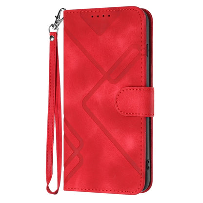 For iPhone SE 2024 Line Pattern Skin Feel Leather Phone Case(Red) - More iPhone Cases by buy2fix | Online Shopping UK | buy2fix