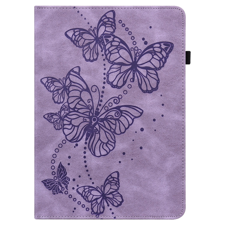 For Samsung Galaxy Tab S9 Embossed Butterfly Pattern Leather Tablet Case(Purple) - Galaxy Tab S9 Cases by buy2fix | Online Shopping UK | buy2fix