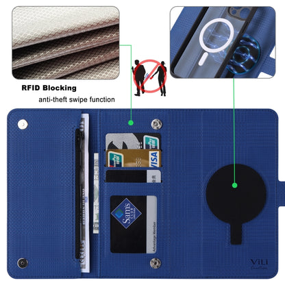 For iPhone 14 Pro Max ViLi GHB Series MagSafe Magnetic Zipper Leather Phone Case(Blue) - iPhone 14 Pro Max Cases by ViLi | Online Shopping UK | buy2fix