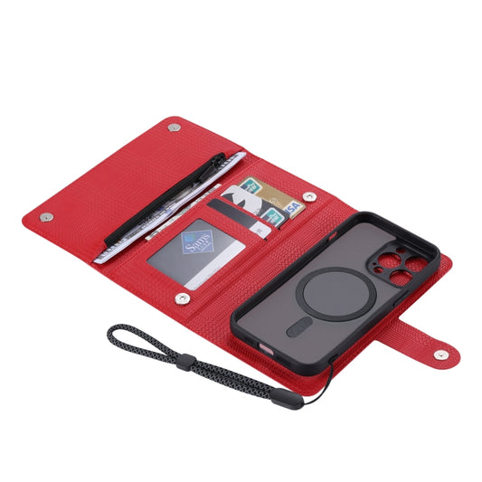 For iPhone 14 Pro ViLi GHB Series MagSafe Magnetic Zipper Leather Phone Case(Red) - iPhone 14 Pro Cases by ViLi | Online Shopping UK | buy2fix