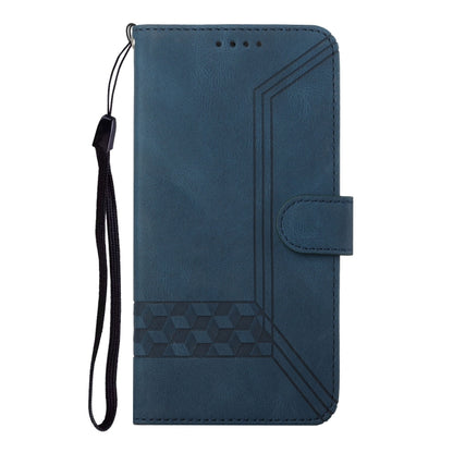 For Motorola Moto G Power 5G 2024 Cubic Skin Feel Flip Leather Phone Case(Blue) - Motorola Cases by buy2fix | Online Shopping UK | buy2fix