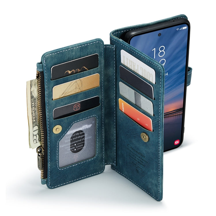 For Samsung Galaxy A55 5G CaseMe C30 Card Slots Zipper Wallet Leather Phone Case(Blue) - Galaxy Phone Cases by CaseMe | Online Shopping UK | buy2fix