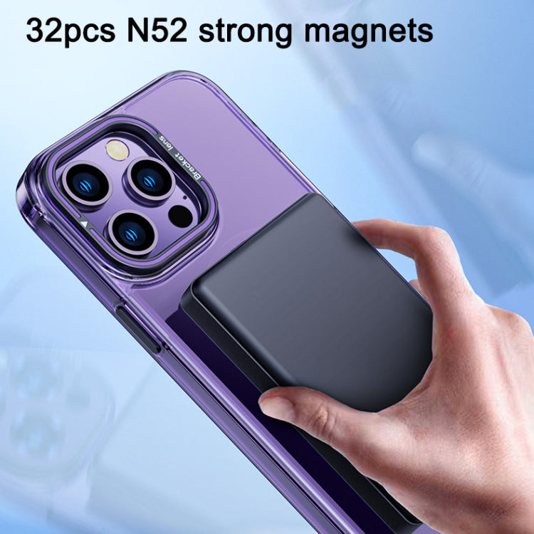 For iPhone 14 Plus MagSafe Magnetic Invisible Holder Transparent Phone Case(Purple) - iPhone 14 Plus Cases by buy2fix | Online Shopping UK | buy2fix