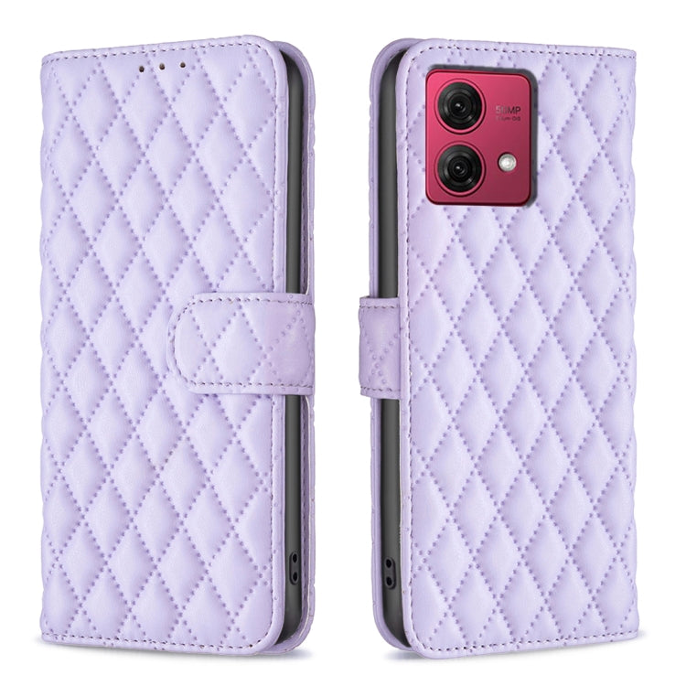 For Motorola Moto G84 Diamond Lattice Wallet Flip Leather Phone Case(Purple) - Motorola Cases by buy2fix | Online Shopping UK | buy2fix