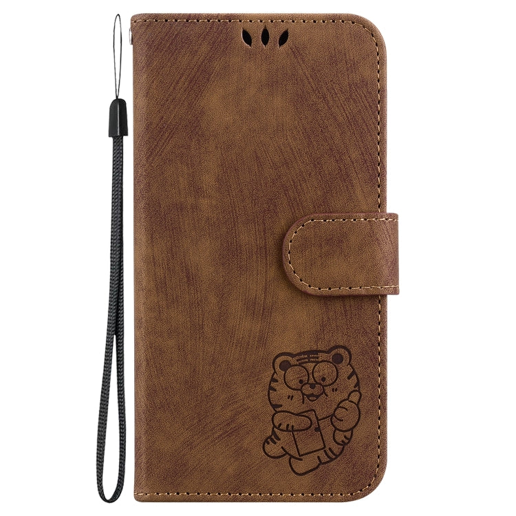 For Google Pixel 9 Little Tiger Embossed Leather Phone Case(Brown) - Google Cases by buy2fix | Online Shopping UK | buy2fix