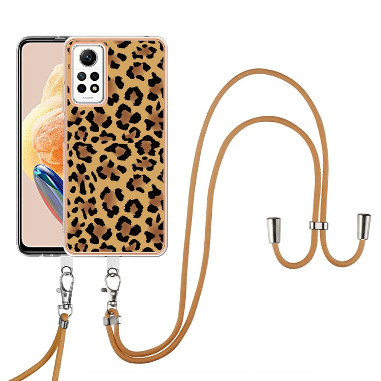 For Xiaomi Redmi Note 12 Pro 4G Global Electroplating Dual-side IMD Phone Case with Lanyard(Leopard Print) - Xiaomi Cases by buy2fix | Online Shopping UK | buy2fix