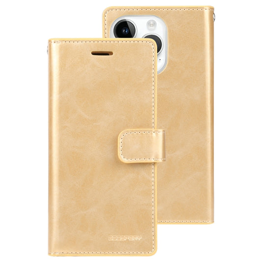 For iPhone 15 Pro Max GOOSPERY MANSOOR DIARY 9 Card Slots Leather Phone Case(Gold) - iPhone 15 Pro Max Cases by GOOSPERY | Online Shopping UK | buy2fix