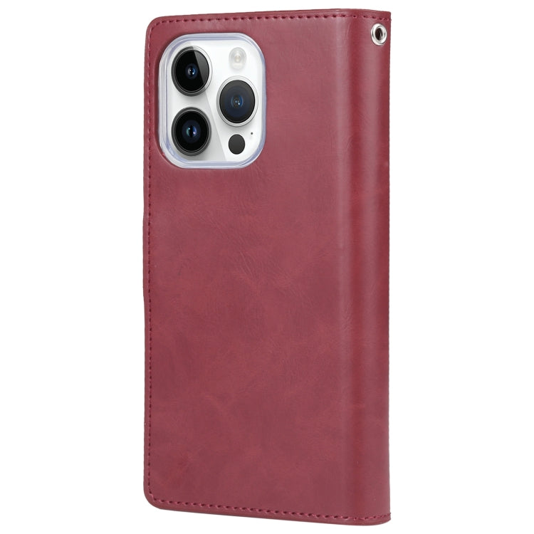 For iPhone 15 Pro Max GOOSPERY MANSOOR DIARY 9 Card Slots Leather Phone Case(Wine Red) - iPhone 15 Pro Max Cases by GOOSPERY | Online Shopping UK | buy2fix