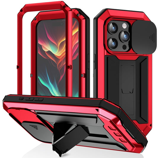 For iPhone 15 Pro R-JUST Sliding Camera Life Waterproof Holder Phone Case(Red) - iPhone 15 Pro Cases by R-JUST | Online Shopping UK | buy2fix