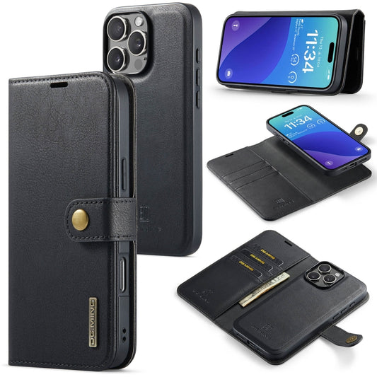 For iPhone 16 Pro DG.MING Crazy Horse Texture Detachable Magnetic Leather Phone Case(Black) - iPhone 16 Pro Cases by DG.MING | Online Shopping UK | buy2fix